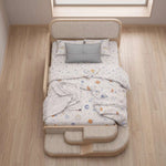 Alternate view of Steppina Ivory White Kids Single Bed with Steps, showing integrated front steps in a modern home setting.