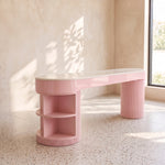 Additional view of Storaty Premium Fluted Manicure Table with Storage, showing curved & Fluted for a modern salon interior.