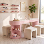 Alternate product photo of Storaty Premium Fluted Manicure Table with Storage, featuring modern and curved & fluted.