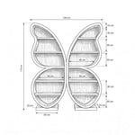 Svolazzo Butterfly Kids Bookcase size guide lists 130 cm wide, 25 cm deep, and 170 cm high to help plan fit in the kids room.