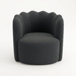 Swaisara Black Pedicure Chair product view showing plush cushioning, curved backrest, integrated armrests, rounded design.