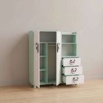 Alternate angle of Tealo Kids Wardrobe, showing panda-themed handles in a clean, contemporary children's bedroom setting.