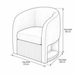 Tiara Pink Velvet Manicure Chair with Side Shelf dimension guide labels a 70 cm width, 60 cm depth and a 95 cm height.
