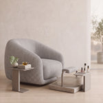 Further product view of Tinkary Light Grey Pedicure Chair, featuring durable base in a clean, contemporary salon setting.