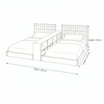 Tribekio Wooden Kids Twin Beds dimension guide showing 220 W x 210 L x 85 H cm for children's bedroom layout planning.