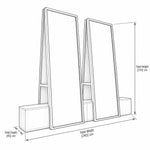 Twinglow Double Salon Mirror Station diagram showing two tall mirror panels, with 240 cm wide, 45 cm deep and 210 cm high.