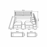 Twipinko Kids Bunk Bed with Slide and Storage diagram marks a 250 cm upper bunk width, two lower beds and 220 cm height.