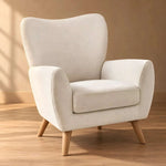 Twitlo Cream Wingback Accent Chair featuring high curved backrest and rounded wingback arms in a clear product photograph.