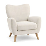Alternate view of Twitlo Cream Wingback Accent Chair, showing high curved backrest with its construction clearly visible.
