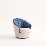 Alternate view of Umbriala Blue & Cream Modern Pedicure Chair, showing plush cushioning and sculpted fan-style backrest.