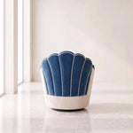 Alternate angle of Umbriala Blue & Cream Modern Pedicure Chair, showing contrasting upholstery for a modern salon interior.