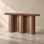 Wavypura Wooden Console Table product photo showing wavy base and elongated rectangular top in a clean studio setting.