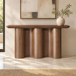 Alternate product view of Wavypura Wooden Console Table, featuring sculptural wavy base for a modern entryway interior.