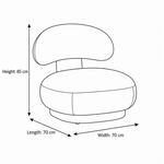 Wingsa Purple Modern Accent Chair measurement guide shows 70 cm wide, 70 cm long, and 85 cm high for practical room planning.