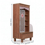 Alternate product photo of Anvaya Premium Wooden Finish Pooja Mandir with Om Panel, featuring spacious Lower Drawer.