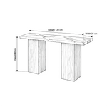 Yorkosta console table dimension guide showing 120 cm length, 35 cm width, and 80 cm height for hallway layout planning.