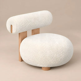 Hipposta Cream Pouf with Backrest