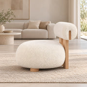 Hipposta Cream Pouf with Backrest