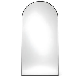 Alternate view of Odlosa Black Arched Floor Mirror, showing arched top and slim black frame in a balanced home interior.