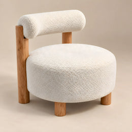 Lunasovy Cream Ottoman with Backrest