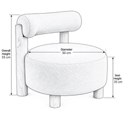 Lunasovy Cream Ottoman with Backrest