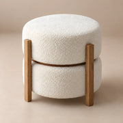 Milosara Cream Round Pouf