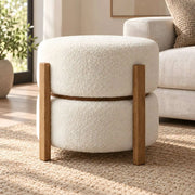 Milosara Cream Round Pouf