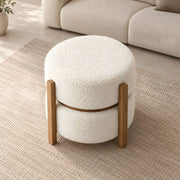Milosara Cream Round Pouf