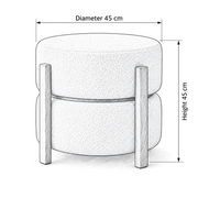 Milosara Cream Round Pouf