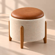 Tessota Beige Round Pouf