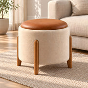 Tessota Beige Round Pouf