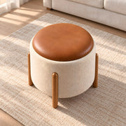 Tessota Beige Round Pouf