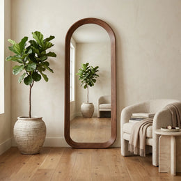 Luna Arch Full-Length Walnut Wood Floor Mirror