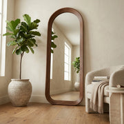 Luna Arch Full-Length Walnut Wood Floor Mirror