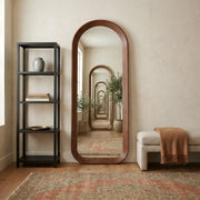 Luna Arch Full-Length Walnut Wood Floor Mirror