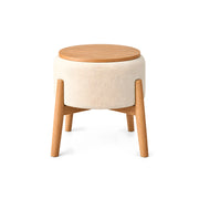 Torromila Beige Wood Top Ottoman