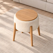 Torromila Beige Wood Top Ottoman