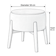 Torromila Beige Wood Top Ottoman