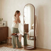 Pivot Arch Floor Mirror with Rotating Side Table