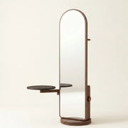 Pivot Arch Floor Mirror with Rotating Side Table