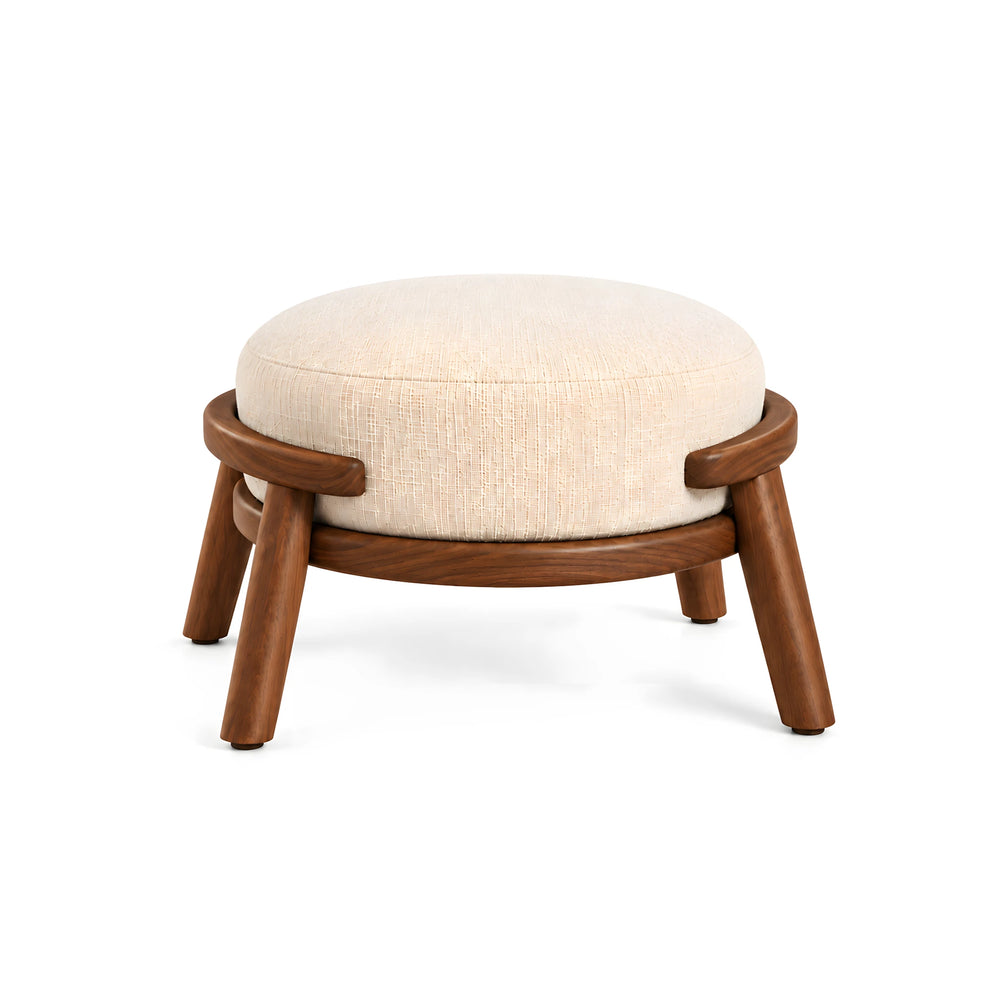 Alternate view of Trikovota Beige Round Pouf, showing round upholstered cushion for a closer look at the product design.