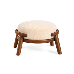 Alternate view of Trikovota Beige Round Pouf, showing round upholstered cushion for a closer look at the product design.
