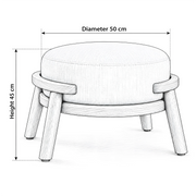 Trikovota Beige Round Pouf