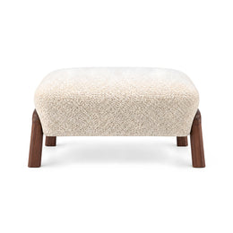 Alternate view of Wulfota Beige Rectangular Pouf, showing rectangular padded top, textured upholstery, and softened corners.