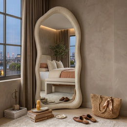 Organic Bouclé Full-Length Floor Mirror