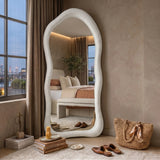 Organic Bouclé Full-Length Floor Mirror