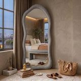 Organic Bouclé Full-Length Floor Mirror