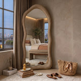 Organic Bouclé Full-Length Floor Mirror