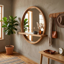 Halo Shelf Wall Mirror with Display Shelf