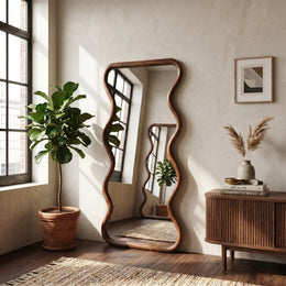 Waveform Organic Wood Full-Length Floor Mirror